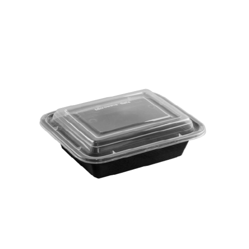 Picture of MIC.CONT.RECT. 12 OZ BLACK W/LID (RE-8)PGL