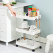 Picture of SPACEKEEPER 3 Tier Slim Storage Cart Mobile Shelving Unit Organizer Slide Out Storage Rolling Utility Cart Tower Rack for Kitchen Bathroom Laundry Narrow Places, Plastic & Stainless Steel, White