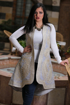 Picture of Short gilet with belt & pearl
