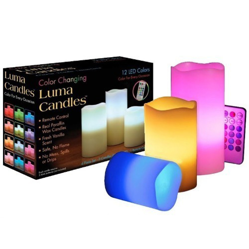 صورة Luma flameless wax candles with remote control and timer, set of 3