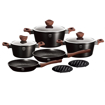 Picture of BH 10 pcs Frypan 20+ Deep Fryer 24 + Pots 20+24+28 + 2 Pcs bakelite Mats Burgundy 